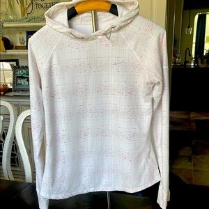 White and Pink Nike Hooded Sweatshirt